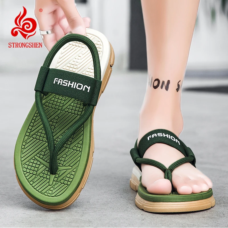 Men's Sandals Summer Outdoor Wear Anti-Slip Beach Slippers Personalized Foot Strap Casual Fashionable Men's Flip Flops