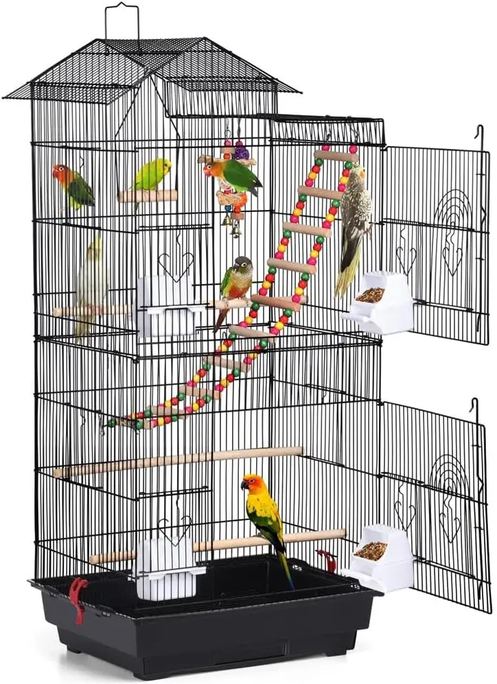 

39-Inch Large Bird Cage for Small Parrots with Toys, Spacious and Safe Home for Budgies, Canaries, Lovebirds