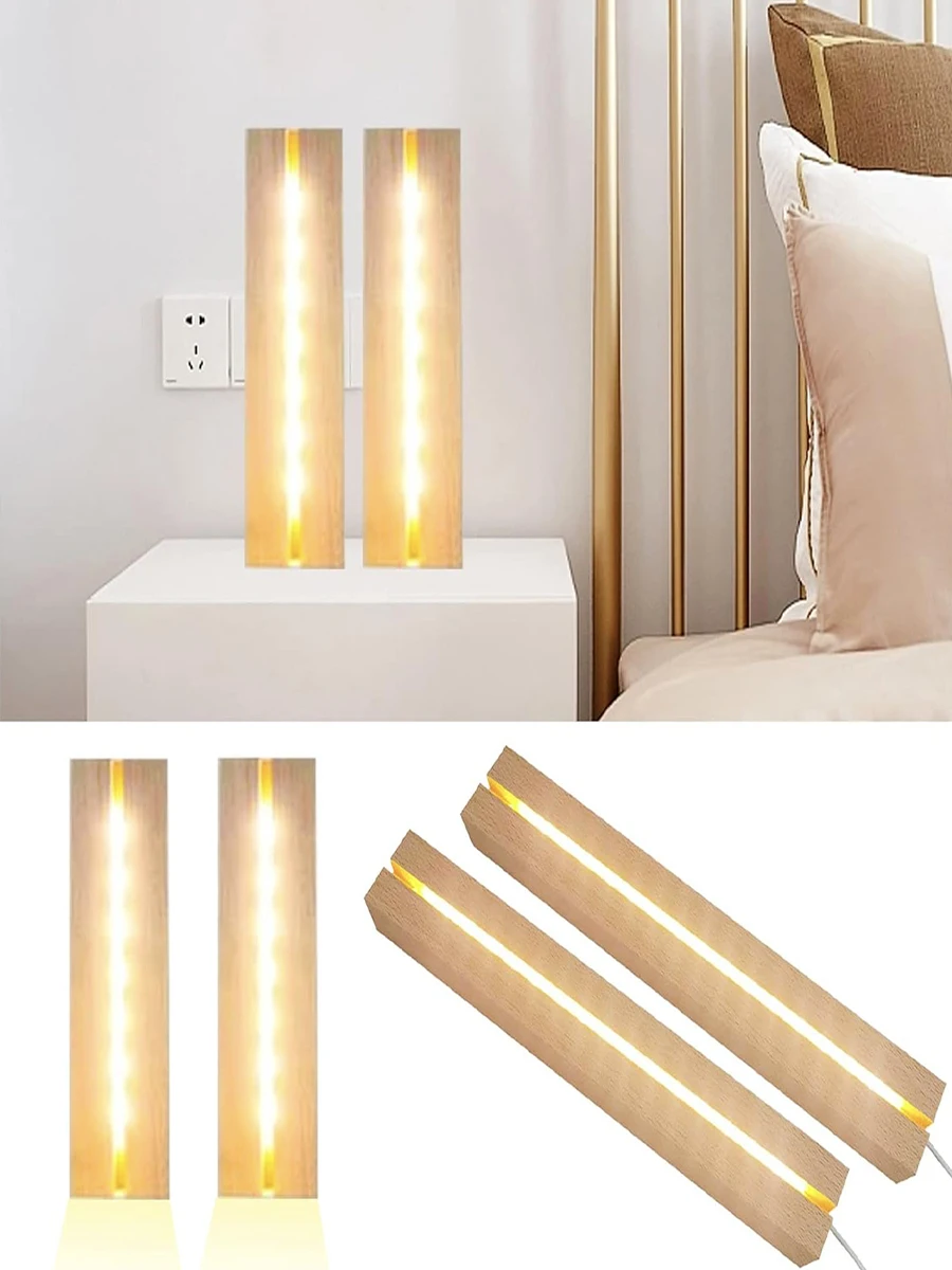 

1 Pcs Night Light Wooden Rectangle Display Pedestal Warm/ Color Lighted Base Stand,Wood Led Light for the Comfortable Atmosphere
