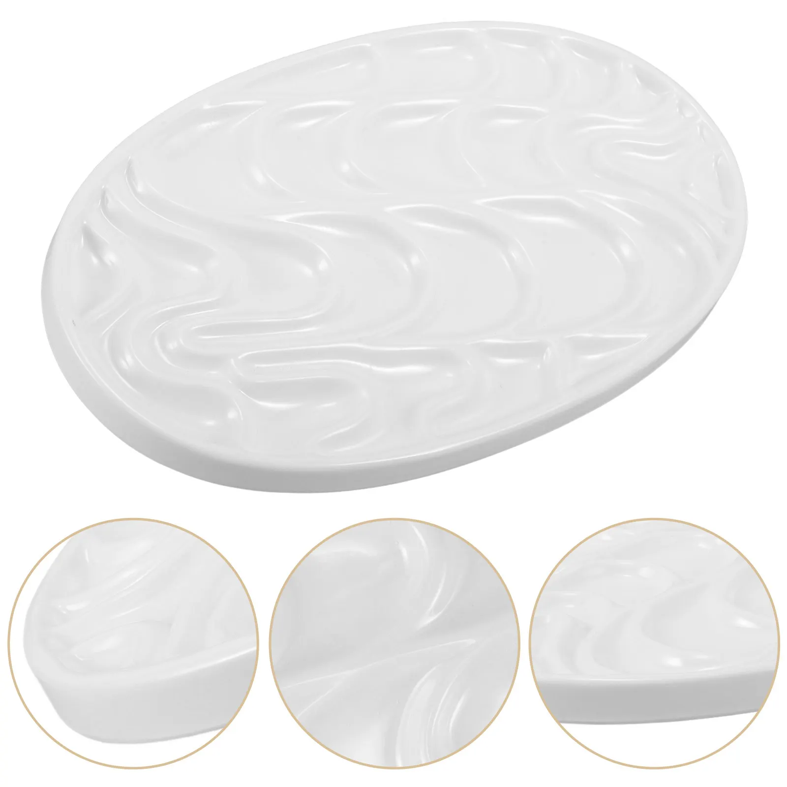 Ceramic Watercolor Palette Empty Portable Wave Pattern Mixing Colors Palette for Artists Painting Supplies Paint Tray