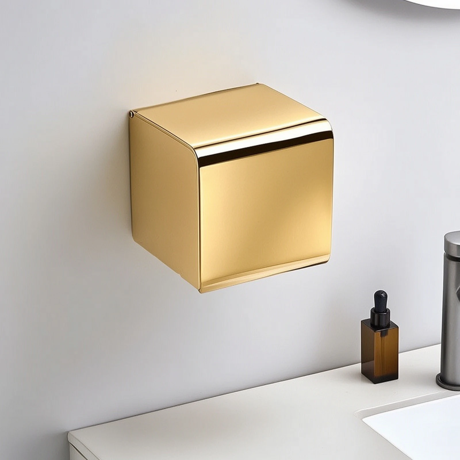 Wall-Mounted Tissue Box Compact Stainless Steel Tissue Holder Dispenser Easy to Clean Wear-Resistant for Bathroom, Restroom