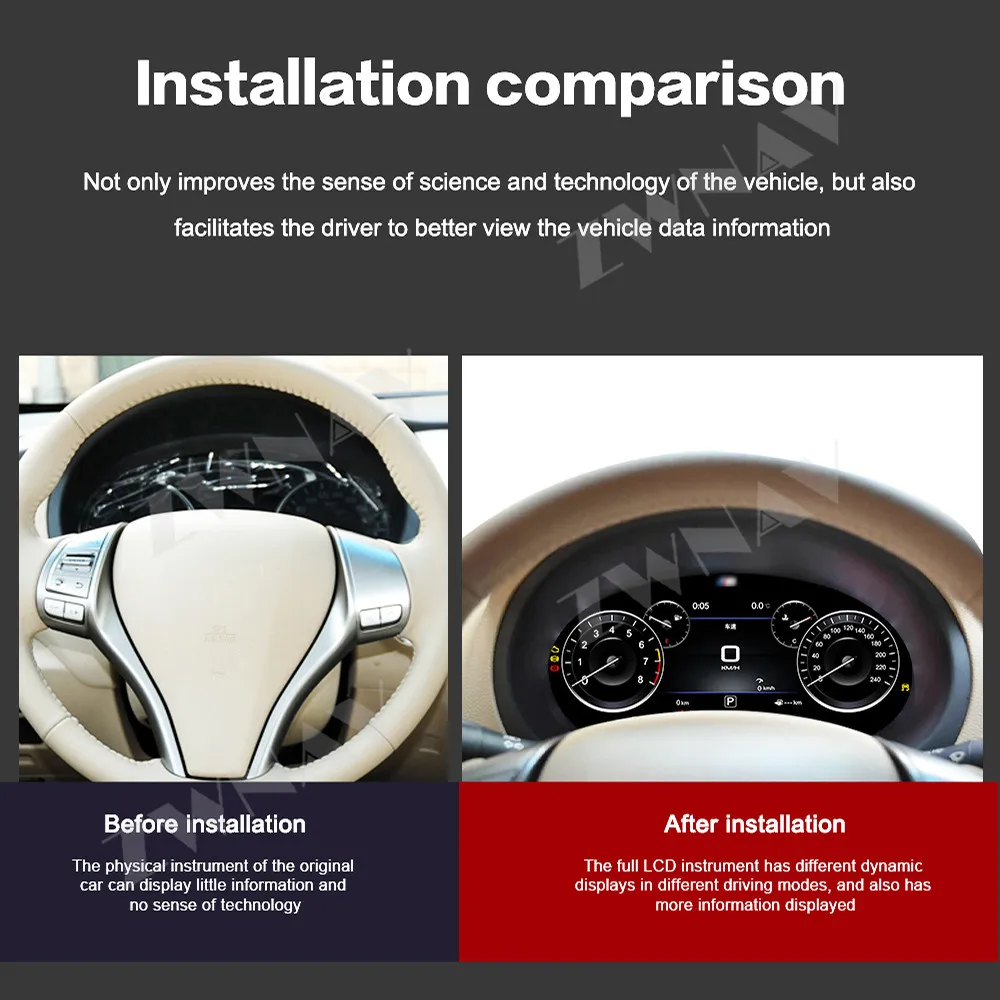 12.3 inch Dashboard For Nissan Teana/X-Trail/Qashqai 2013-2022 LCD Virtual Driving Display Cockpit Virtual Instrument Cluster