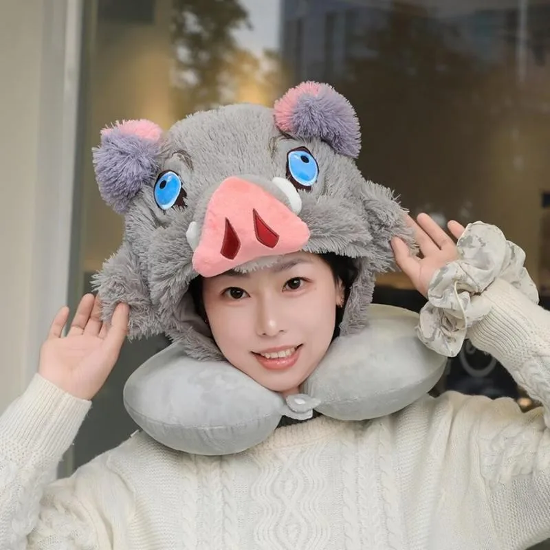 귀멸의 칼날 하시비라 이노스케 후드 망토 - 플러시 보어 후드 블랭킷 망토, 애니메이션 코스프레 판초 가정 및 야외 겨울용