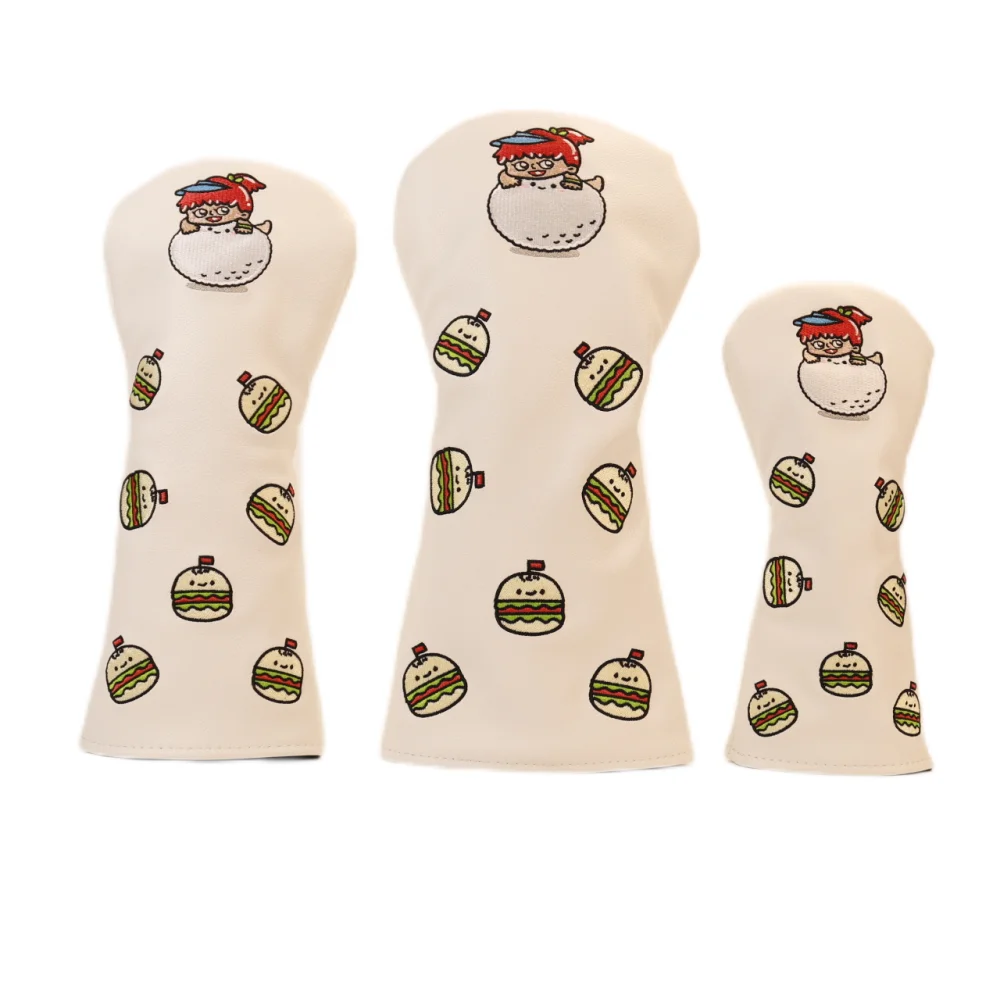 Golf PU Leather Hybrid Head Covers, Cute Snowman Pattern, Driver Head Covers, Fairway Wood Head Covers, Putter Cover