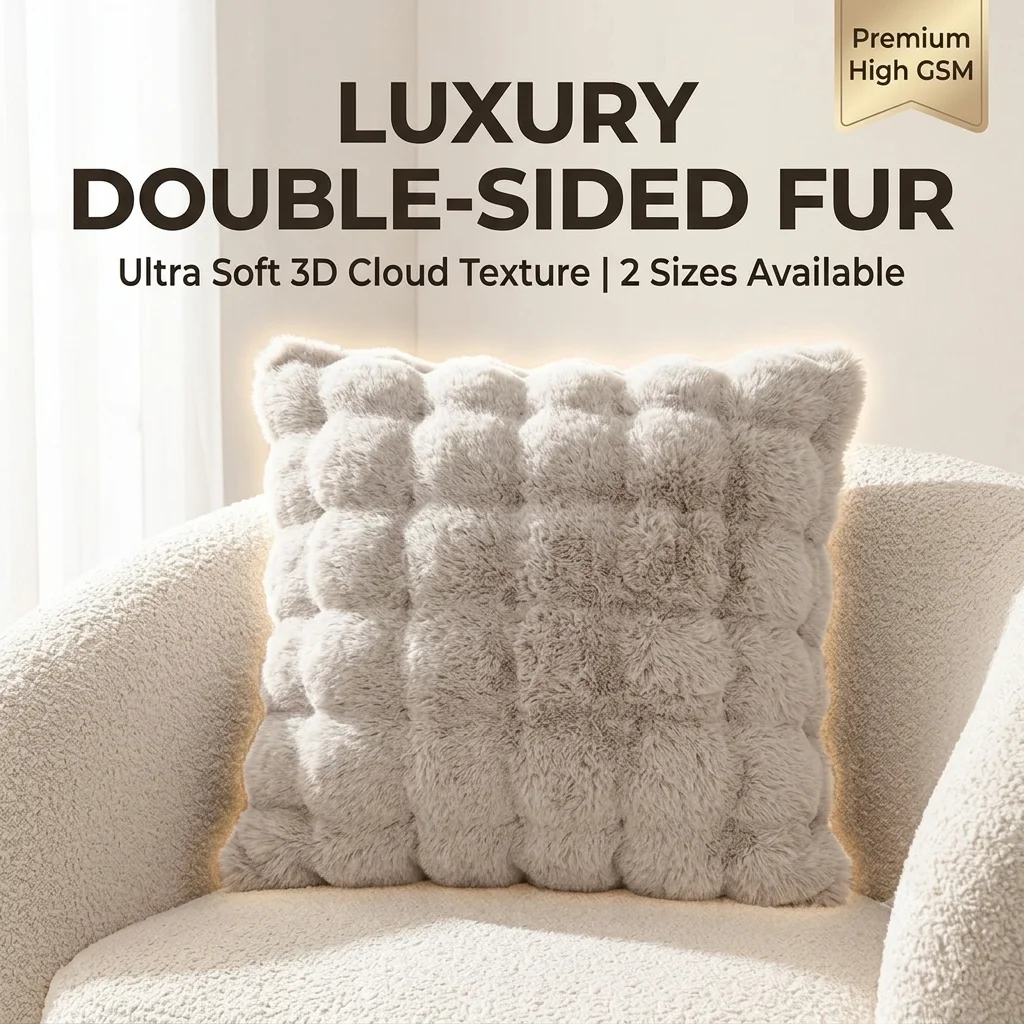 Thickened Warm Faux Fur Throw Pillow Case High Density Double-Sided Plush Cushion Case Anti-Shedding Sofa Cushion Slipcover Wash