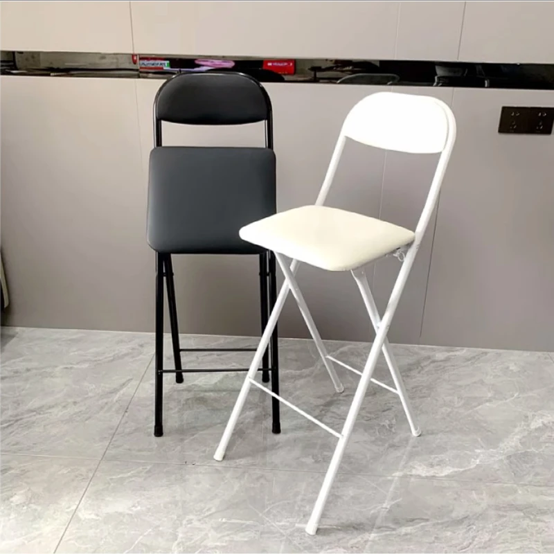 Folding Bar Stools with Back Tall Leather Padded Counter Height Foldable Chairs for Kitchen or Bar Compact Bar Seating