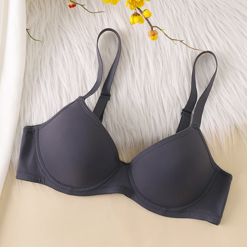 1pcs Simple Solid T-Shirt Bras Comfy & Breathable Push Up Bra Women\'s Lingerie & Underwear