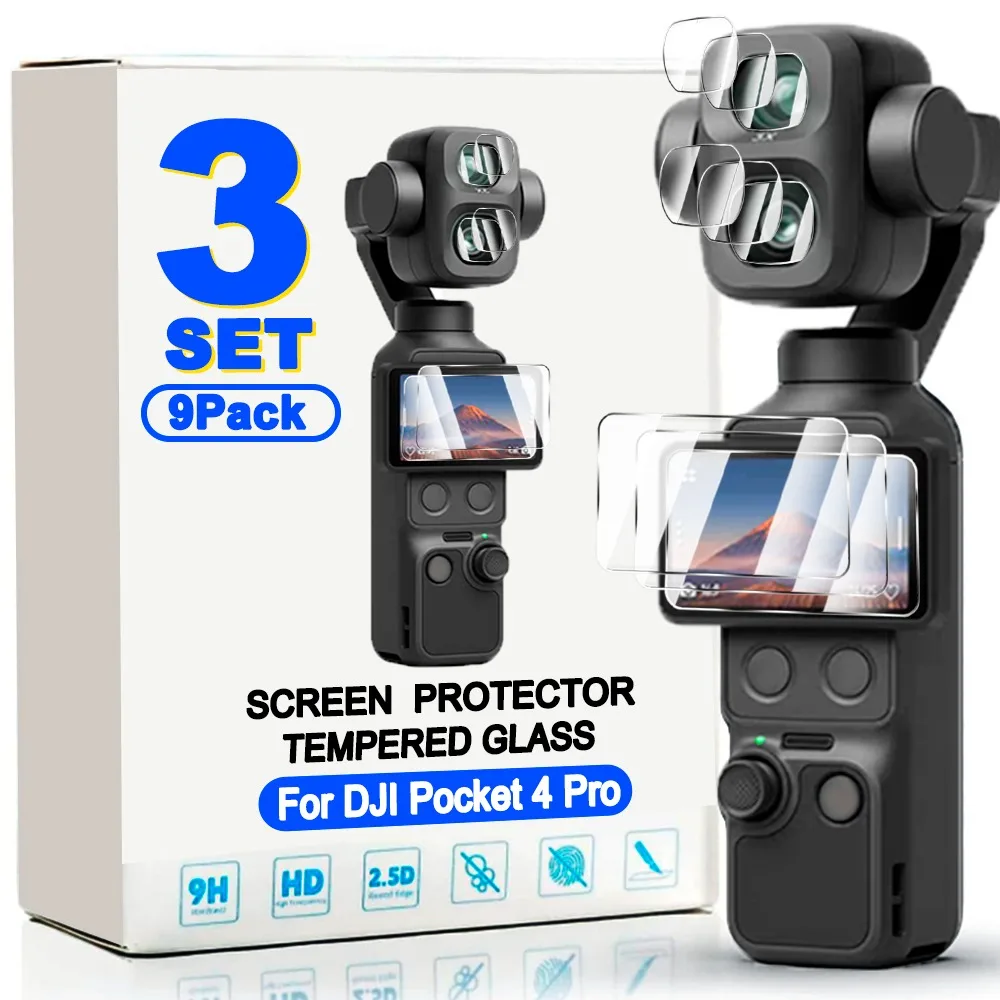 1/2/3Set Tempered Glass for DJI OSMO Pocket 4 Pro Pocket4P Lens Screen Protectors for Pocket 4P Camera HD Clear Protective Film