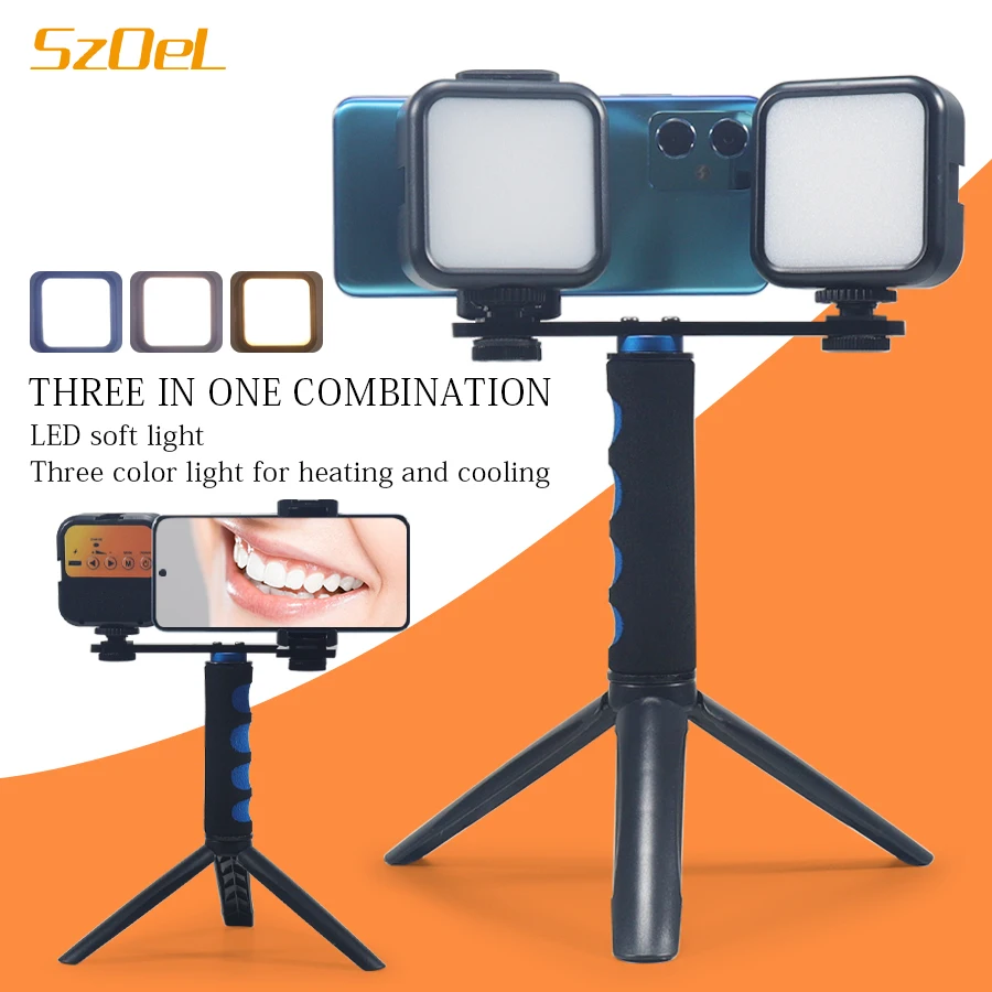 Dental Oral Photography Fill Light Cool and Warm Three Color Light Handheld Stand Triangular Stand Three in One Free Combination