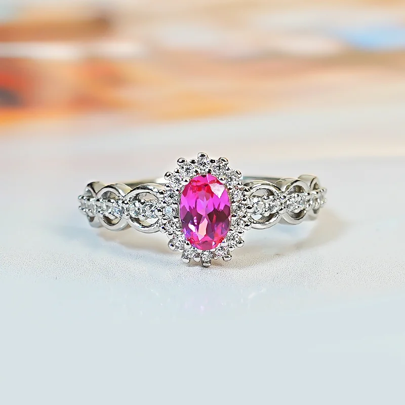 925 prata anel incrustada com diamante de alto carbono, oco, turmalina rosa, azul royal, simples e design diário, design de nicho