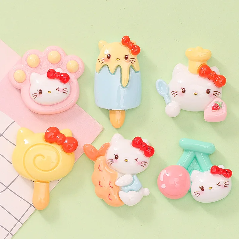 5pcs cartoon Cherry lollipop popsicle hello kitty flatback resin charms crafts embellishments cabochons decoration accessories