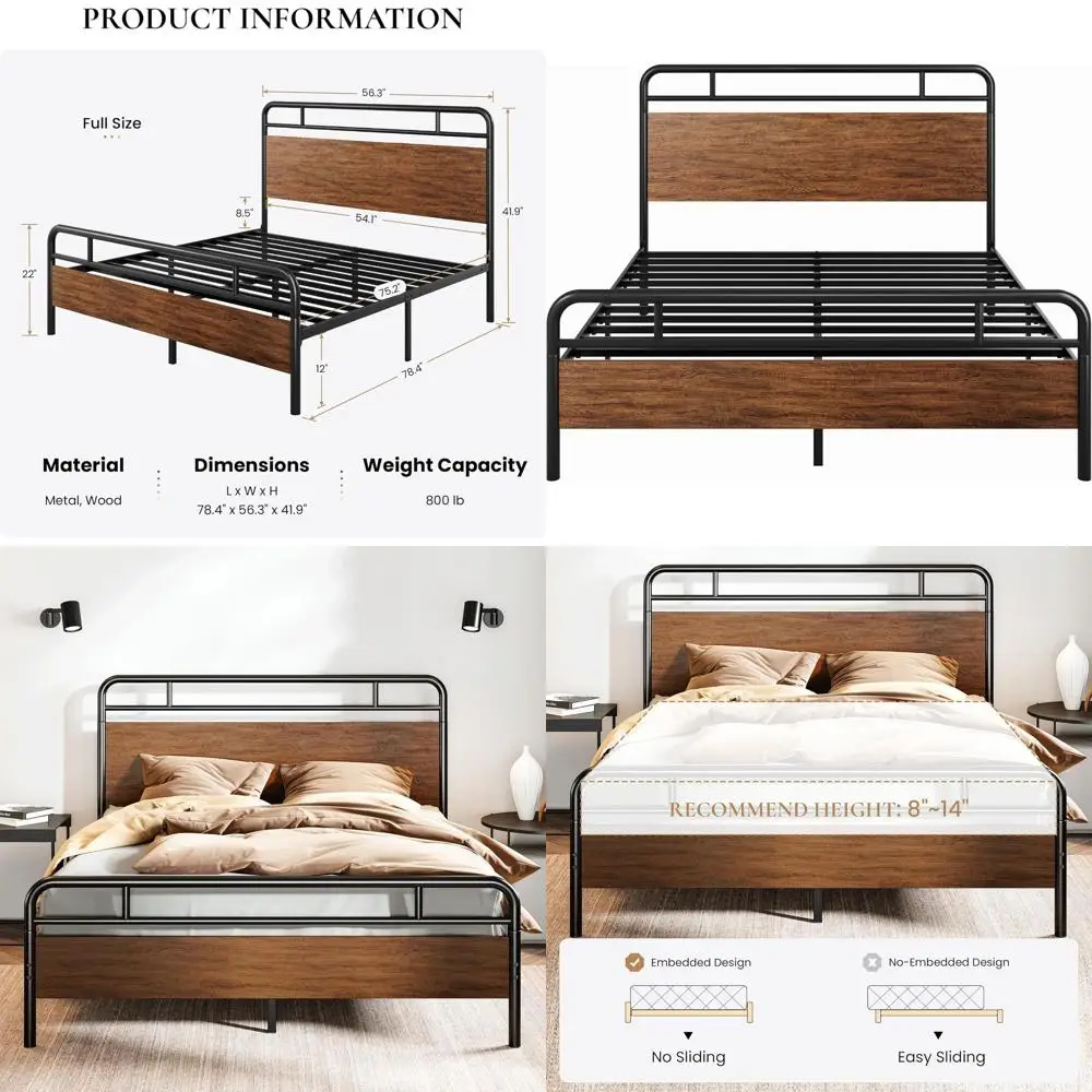 

Кровать с металлическим каркасом из массива ореха, деревянными ламелями, местом для хранения под кроватью, не требует пружинного блока.