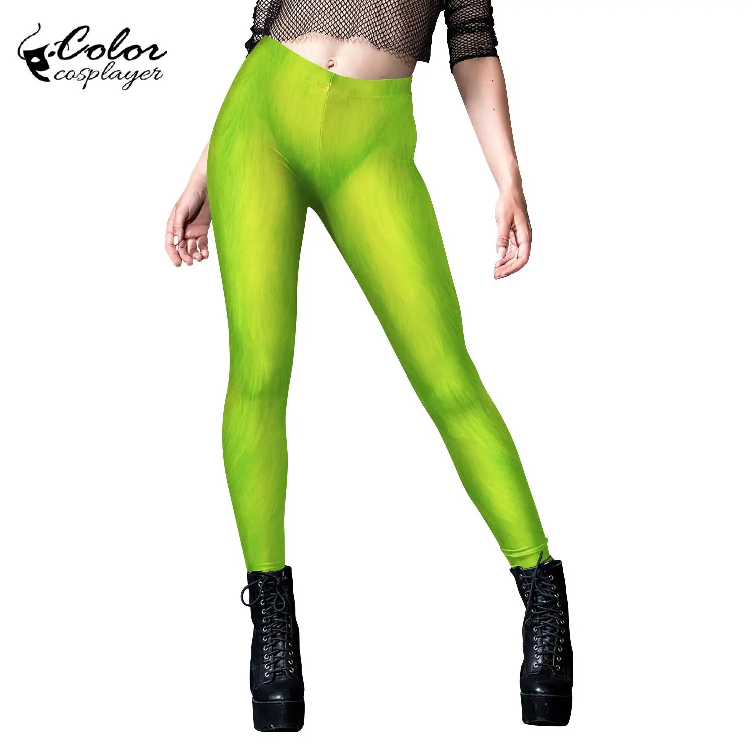 Color Cosplayer Christmas Leggings Green Guys Cosplay Bottoms Women Fantasia Pants Cartoon Trousers Adult Carnival Costume