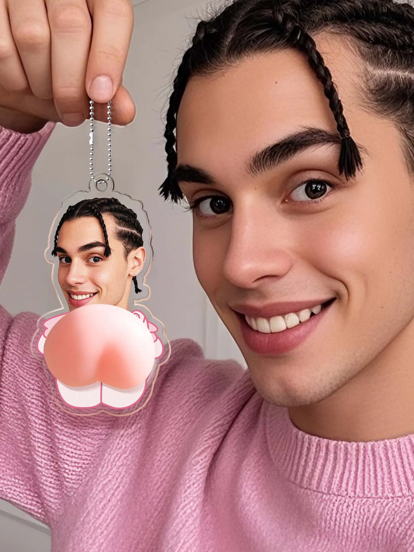 Custom Face Keychain with Soft Squishy Butt Personalized Funny Photo Key Ring Unique Gift for Friends
