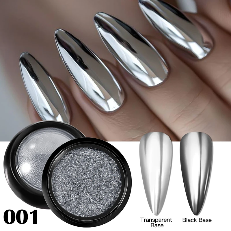 8 Cores Metálico Chrome Nail Powder Magic Mirror Gold Silver Decor Rubbing Glitter Pigmento Flocos Manicure Nail Accessories