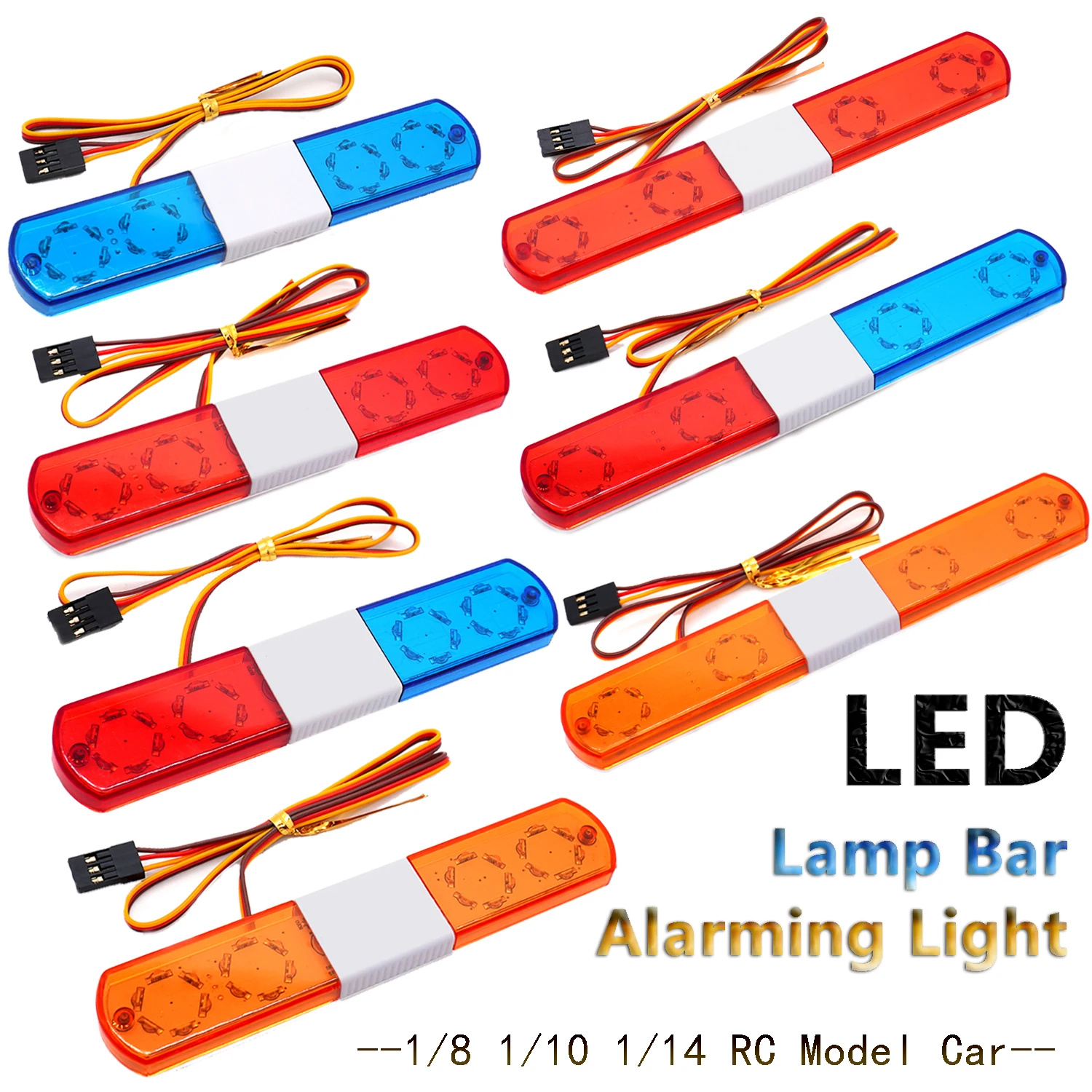 

115mm/145mm Multi-function Alarming Light Flash Led Light Bar 4.8-6V for 1:14 1:10 1:8 Traxxas Tamiya HSP Kyosho Scx10 RC Car