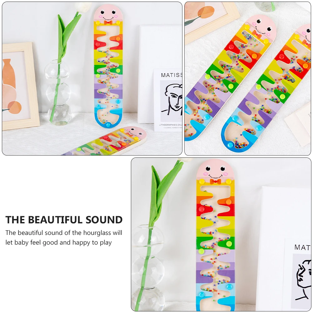 Juguete de madera con forma de reloj de arena arcoíris, diseño de superficie lisa, educativo portátil, juego feliz, juguetes Montessori para bebés