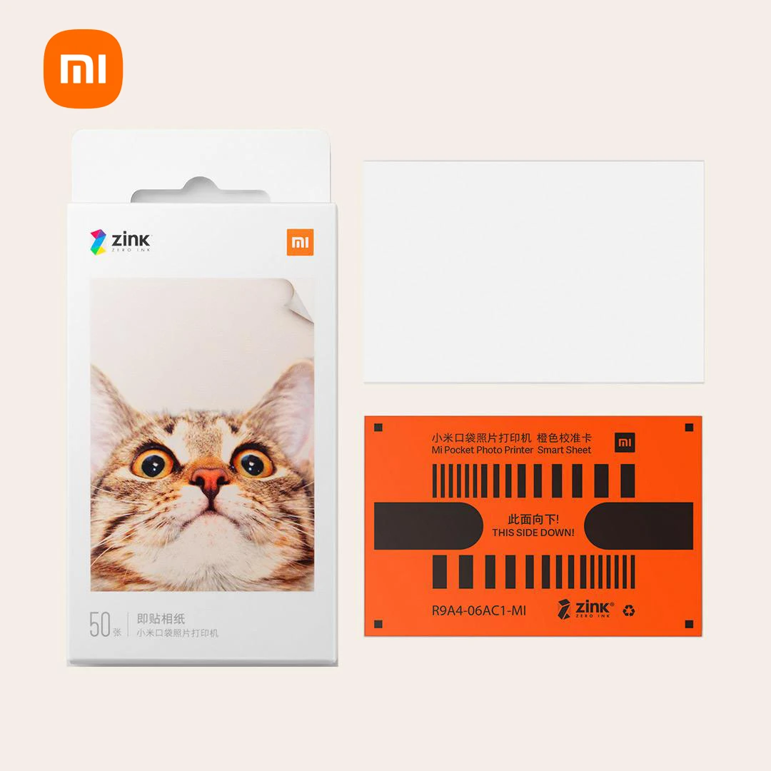 Original Xiaomi ZINK Pocket Printier Self-adhesive Photo Print Paper 50 Sheets For Xiaomi 3-inch Mini Pocket Photo Printer