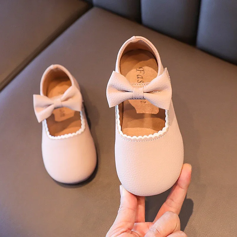 

Princess Girls Shoes Toddlers Infants Leather Shoes Children's Flats With Ribbon Bow-knot PU Patent Leather Kids Mary Janes Soft