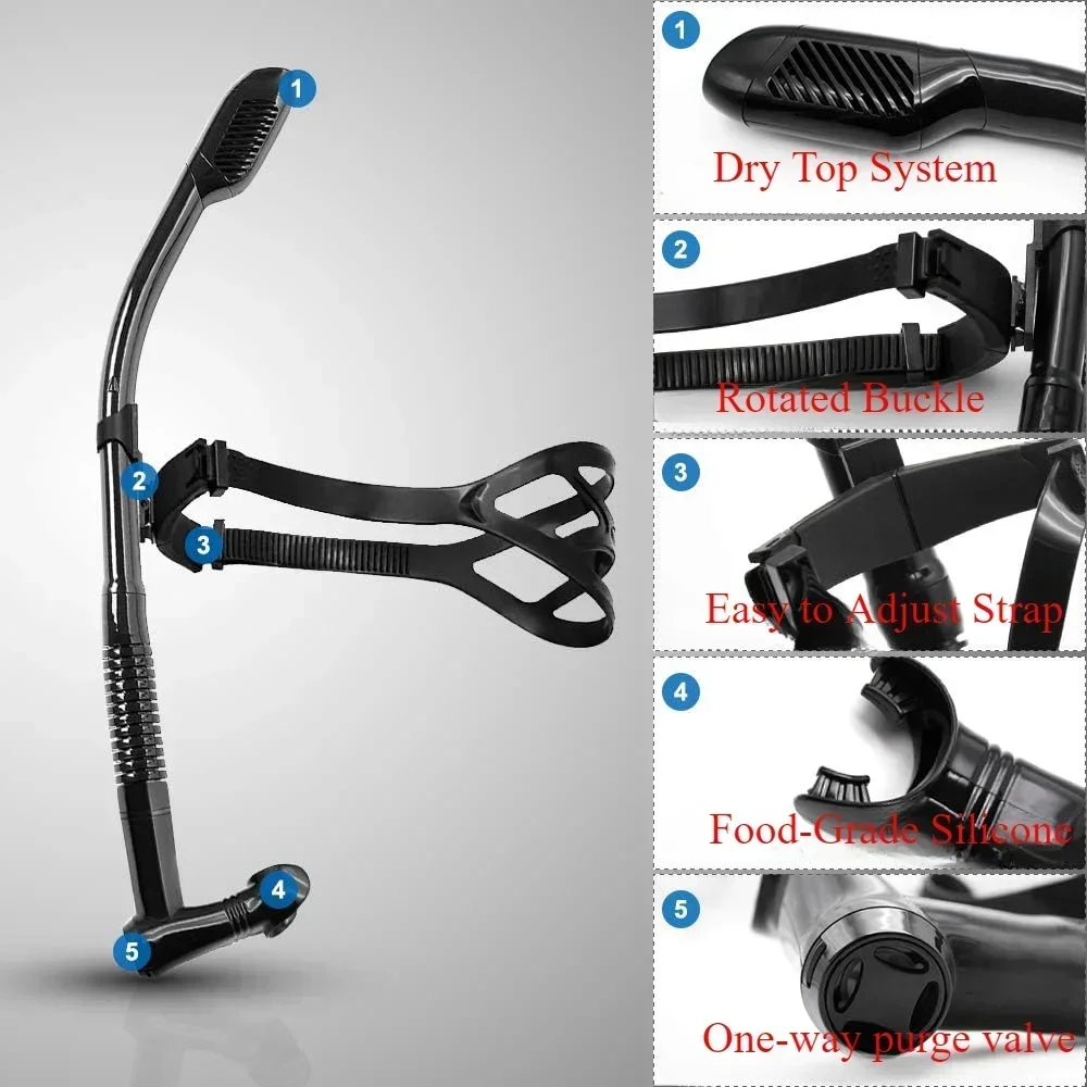 Swim Snorkel for Training Swimming Front  Dry Snorkel Lap Swimming Diving Snorkeling, Pool Open Water