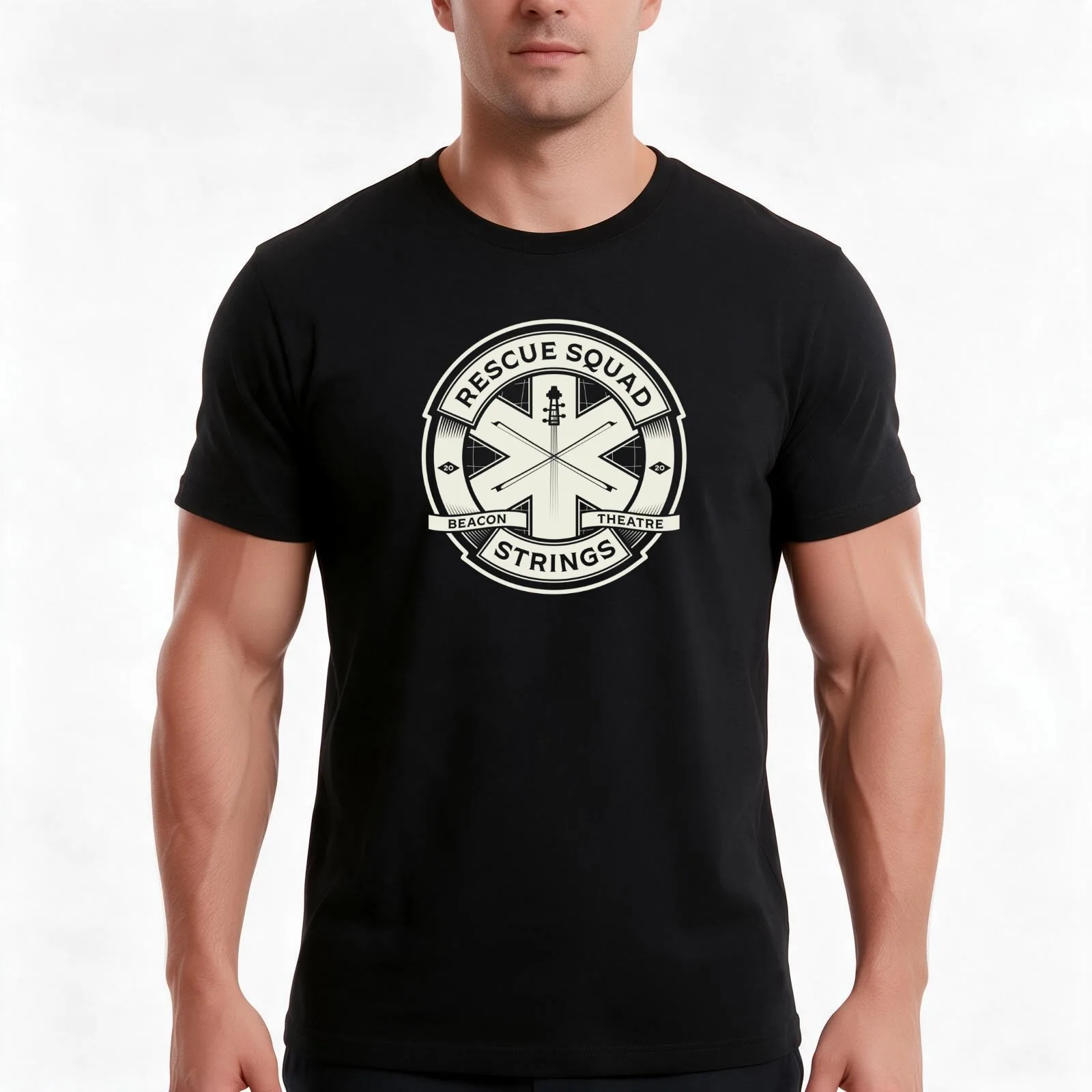 Rescue Squad Strings T-Shirt, Summer Casual Cotton Tee, Oversized Streetwear Tops, Vintage Graphic Print, Loose Fit Short Sleeve