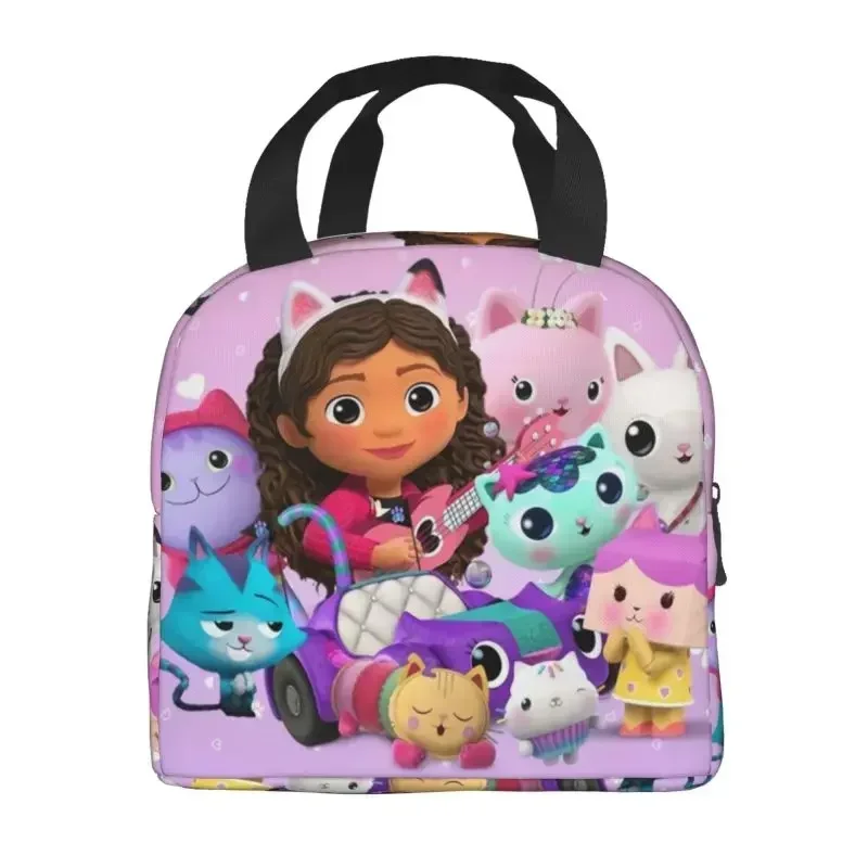 Personalizzato Cartoon Gabbys Dollhouse Lunch Bag uomo donna Gabby Mercat Cooler scatole per il pranzo isolate termicamente per la scuola dei bambini