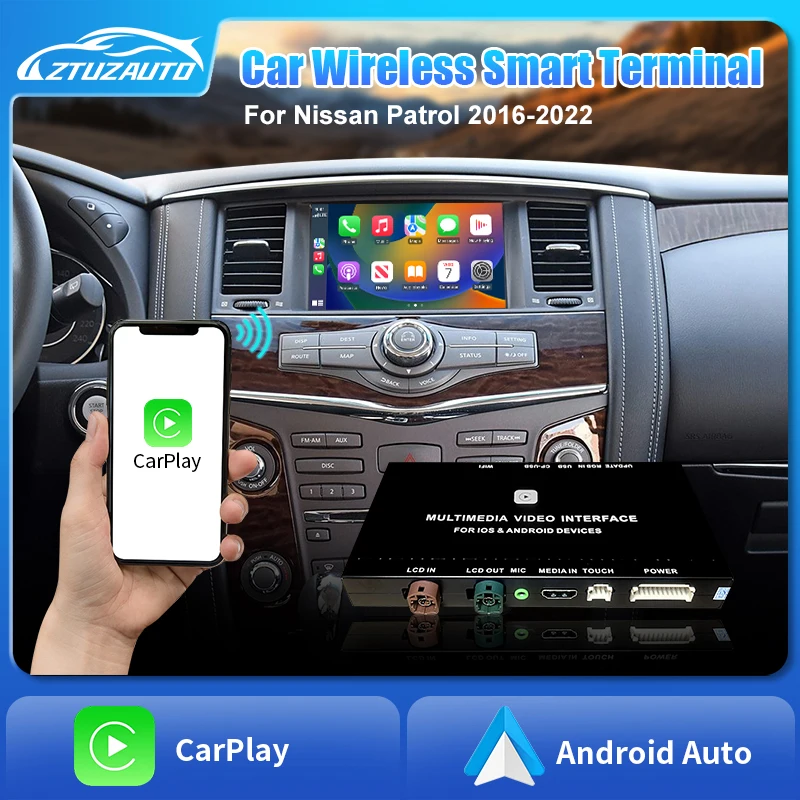 

Wireless CarPlay Android Auto For Nissan Patrol Y62 2016-2022 Mirror Aftermarket Camera CarPlay Upgrade Retrofit multimedia Box