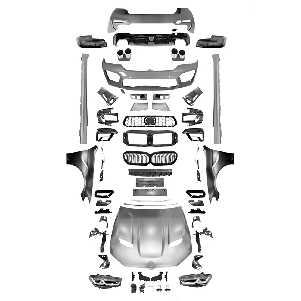 Full Body Kit For BMW F10 5 Series 10-17 520i 530i 535i Change to F90 M5 Front Rear Bumper Side Skirts Fender Hood Headlights