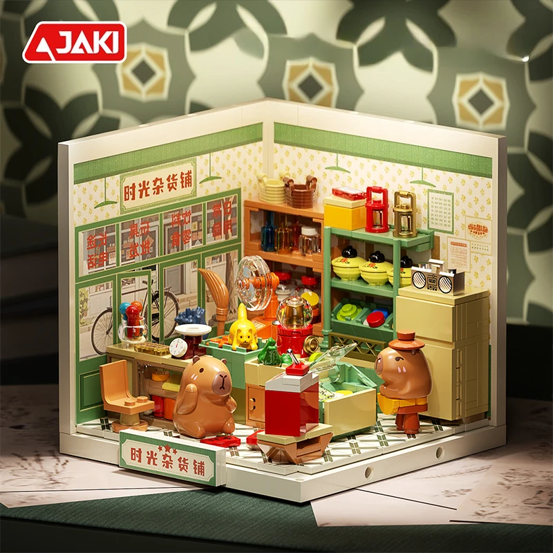 كابيبارا سوبر تاون سلسلة اللبنات الرجعية نموذج الحلي الطوب سطح المكتب الحلي الاطفال التعليمية لتقوم بها بنفسك لعبة هدايا العيد