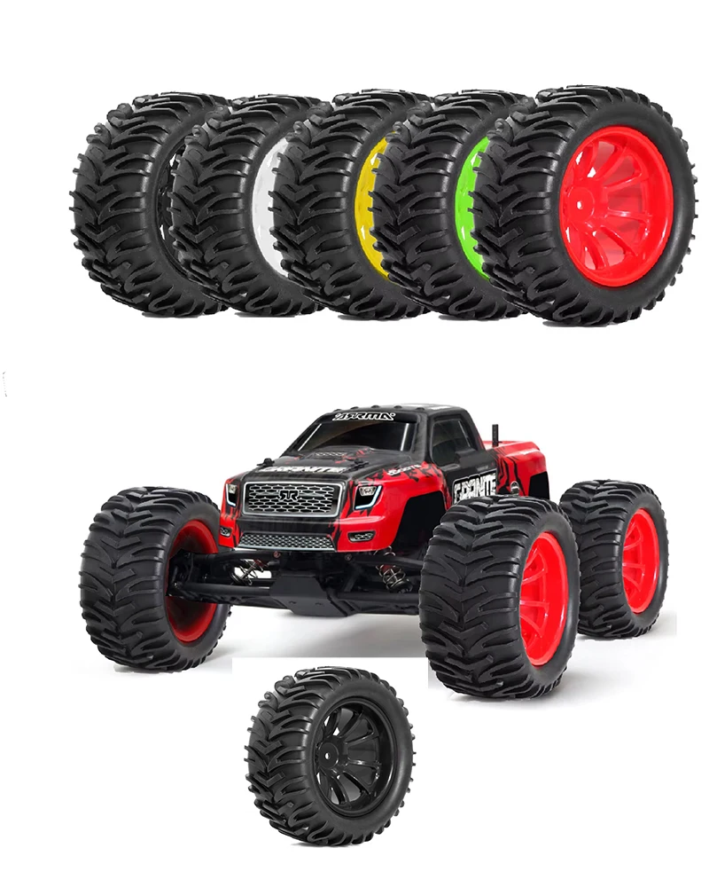 

12mm Hex RC Wheels and RC Truck Tires for 1/10 Stampede Hoss 2WD 4x4 VXL Traxxas Rustler Redcat Volcano EPX Pro S30 Blackout XTE
