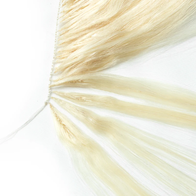 حزم شعر ريشة غير مرئية ملحقات خط الصيد الطبيعي شعر الإنسان غير ريمي حلقات صغيرة غير مرئية لحمة شعر 100 فروع #6