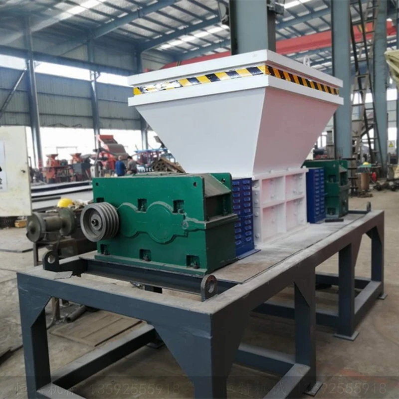 Waste paper recycling equipment, double shaft shredder, wood waste plastic shredder small