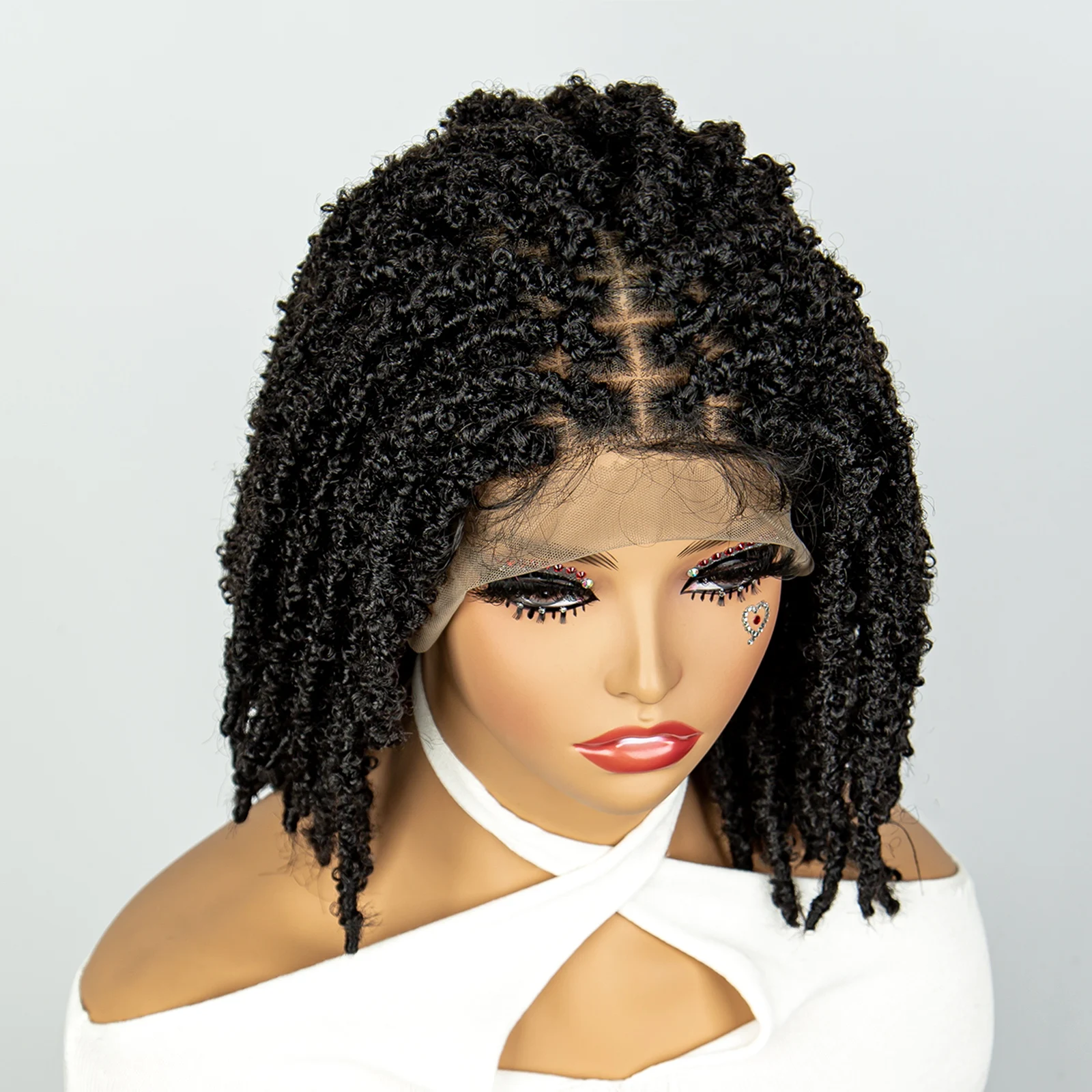 14 Inches Synthetic Dreadlock Braided Wigs for Women Lace Bob Box Braiding Wigs Lace Frontal Synthetic Wig Afro Hair