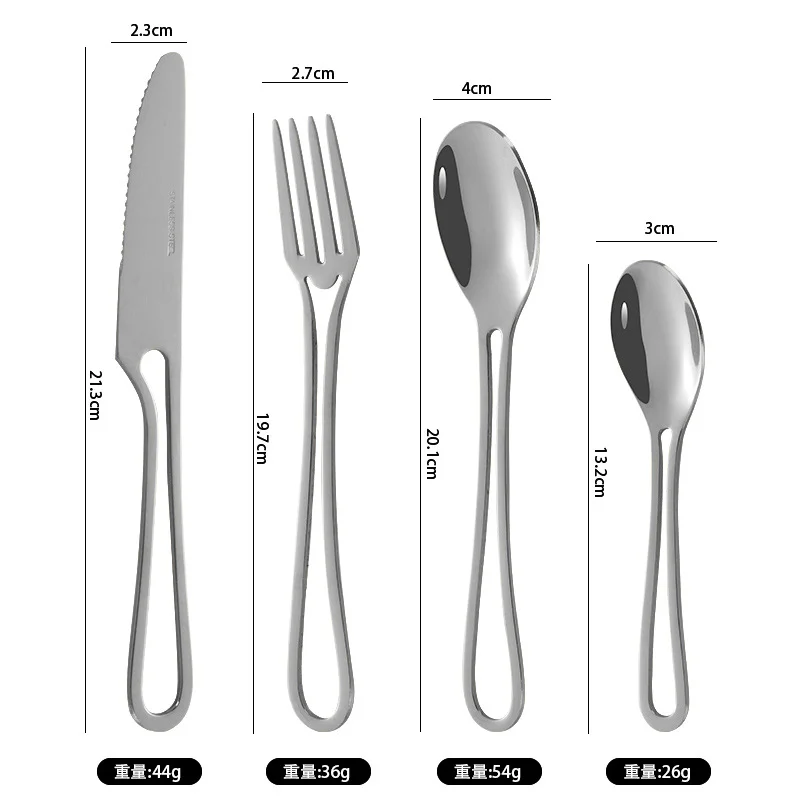 Ins Cutlery Set, Stainless Steel Flatware, Western Dessert Forks, Spoons,Steak Knives,Cake Spoon, Silverware Kitchen Accessories