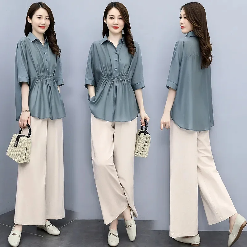 Women Summer Two Piece Set 2024 New Fashion Female Simplicity Loose Casual Suit Ladies 2 Piece Set Lady Elegant Outfit  2PCS