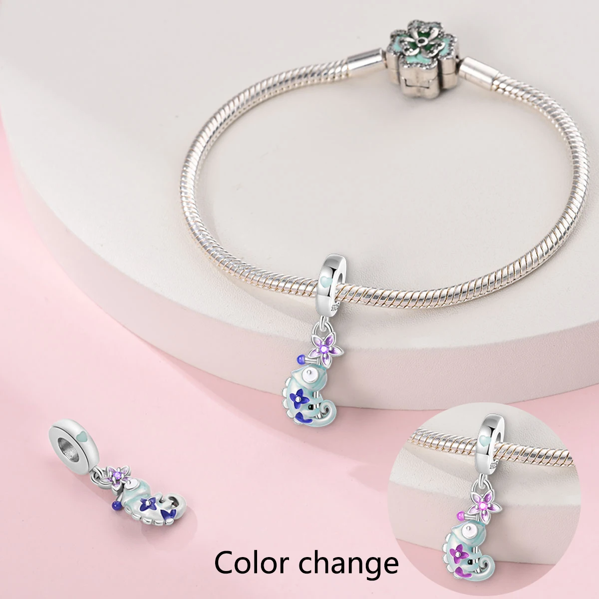 Fit Pandach 925 Originele Armbanden Mode 925 Zilver Kleur Kameleon Lieveheersbeestje Kleur Veranderen Bedels Kralen Fijne DIY Sieraden Geschenken