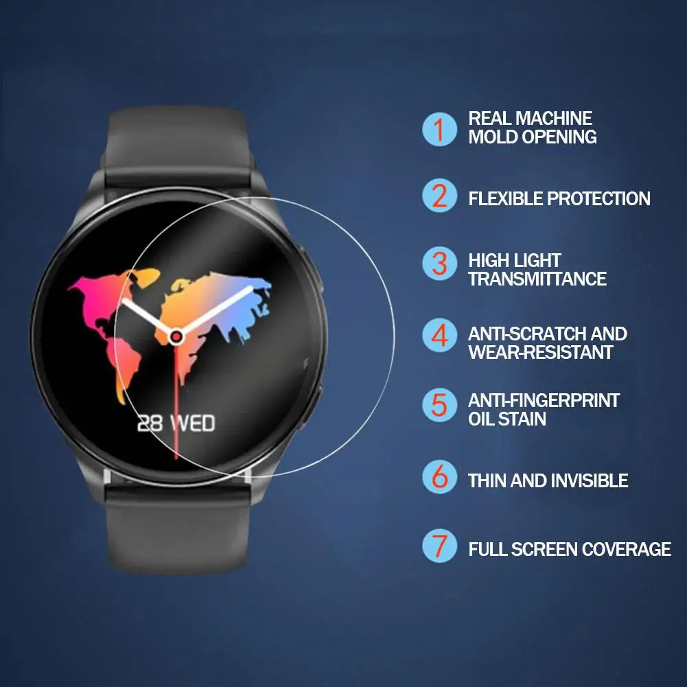 1.43inch TPU Circular Watch Glass Tempered Film Suitable For Blackview X20 Super Definition Watch Protective Film Easy Inst E6J4