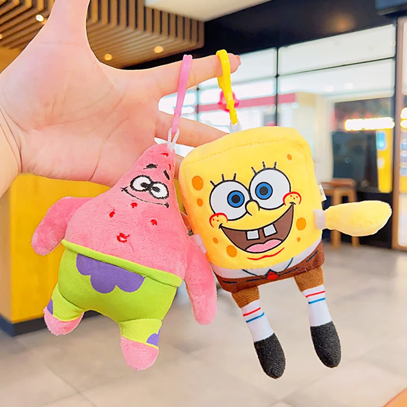 

Kawaii Spongebob Squarepants Keychain Patrick Star Keyring Doll Backpack Pendant Bag Plush Toy Plushie Keychain Anime Girl Gift