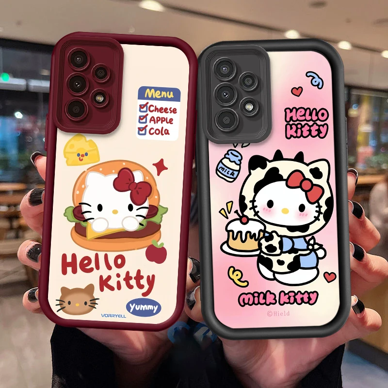 Hello Kitty Cute Cartoon For Samsung A73 A71 A54 A53 A52 A51 A33 A32 A21S A14 A13 A12 A03 A04 A05 5G Eye Ladder Funda