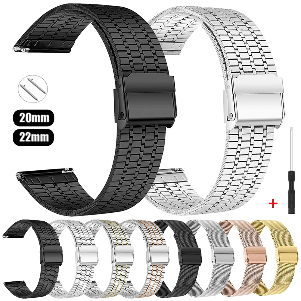 22mm 20mm Metal Watch Strap for HUAWEI WATCH 5 Pro Band GT 5 4 3 SE 2 46mm 42mm HONOR Magic Watch4 Pro Stainless Steel Bracelet