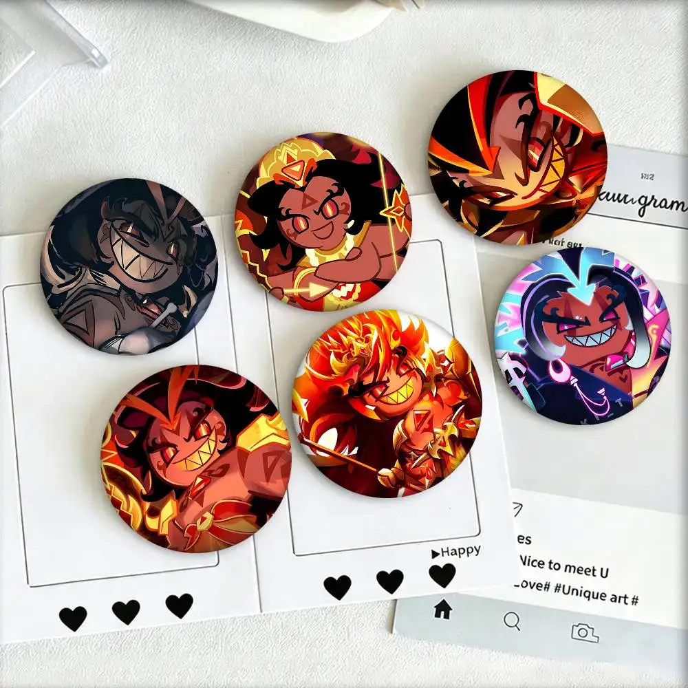 1 Stück Burning Spice Cookie Icon Broschen im Cartoon-Stil für Rucksackdekoration, runde Emaille-Pins für Accessoires