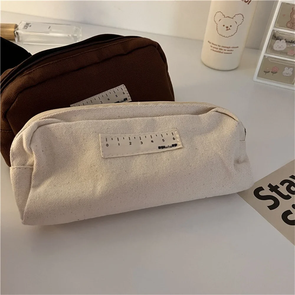 Canvas Pencil Case Functional Fashion Design Durable Canvas Material Storage Stationery Widely Used Student Stationery Bag