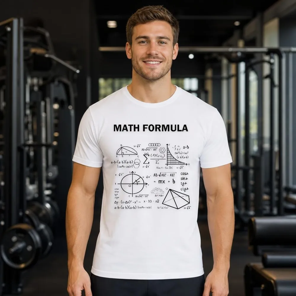 Men T Shirt Math Formula Graphic Geometry Algebra Science Teacher Short Sleeve Casual Summer Tops
