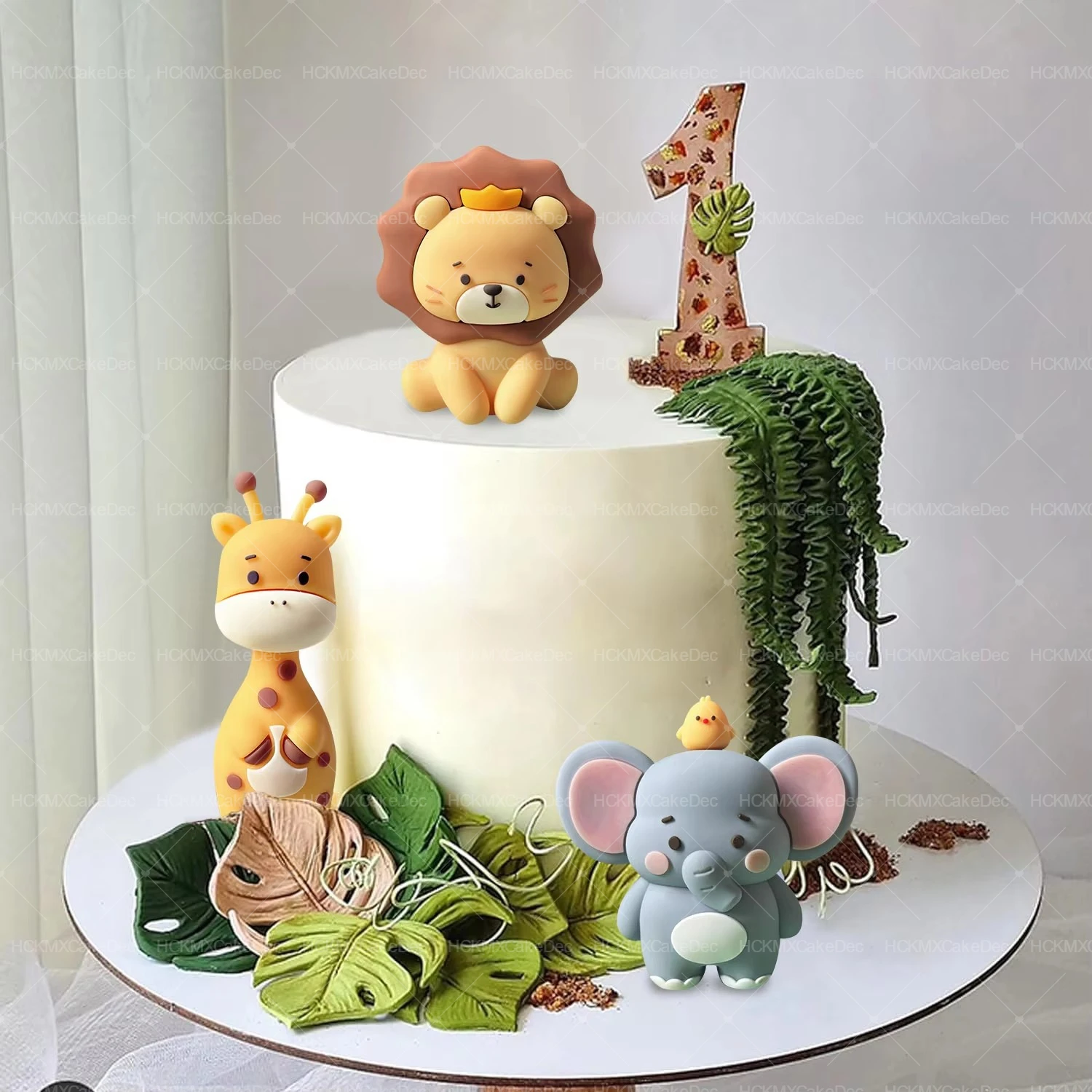 Neuer Safari-Kuchenaufsatz, wilde Tiere, Löwe, Elefant, Giraffe, Kuchen, Dschungeltiere, wilder Tortenaufsatz, Geburtstagsparty-Dekoration – Detail 2