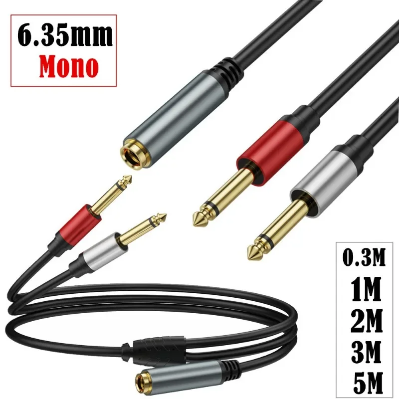 

Ultra-flexible Copper Core 6.35mm TRS Stereo Consonant To Dual 6.35mm Male TS Mono Mono Audio Cable