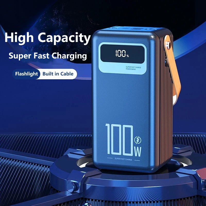 

160000mAh 100W Fast Power Bank Large Capacity with USB C Cable External Battery Fast Charging Powerbank for iPhone Xiaomi Huawei