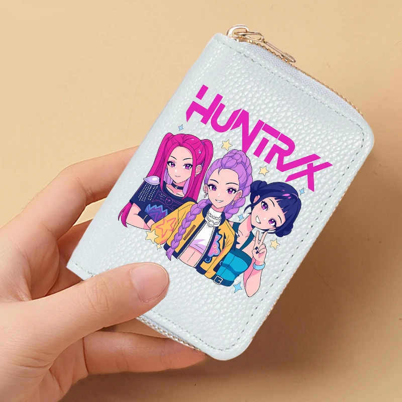 

KPop Demon Hunters Women Short Wallets Pu Leather Credit Card Holder Multi-slot Small Zipper Wallets Female Clutch Coin Purse