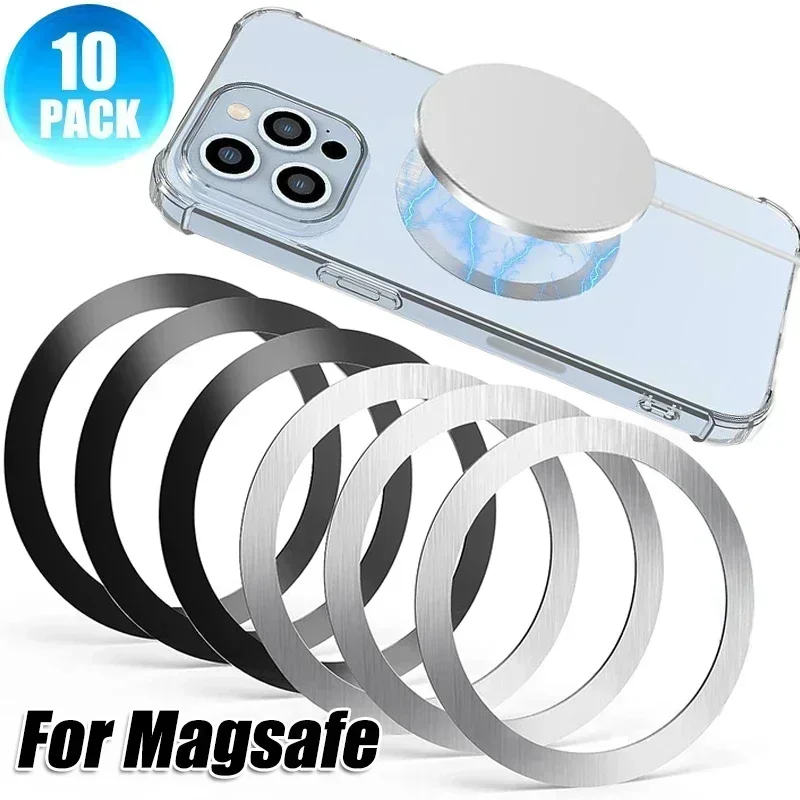 10-1pcs Self Adhesive Metal Ring Iron Sheet Sticker for Apple IPhone Case Magsafe Magnetic Wireless Charging Ring for IPhone 15