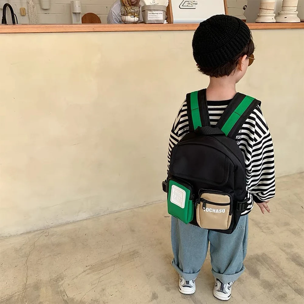 Tas punggung bepergian ransel anak-anak trendi baru kustomisasi pribadi tas hadiah nama Fashion warna kontras bordir