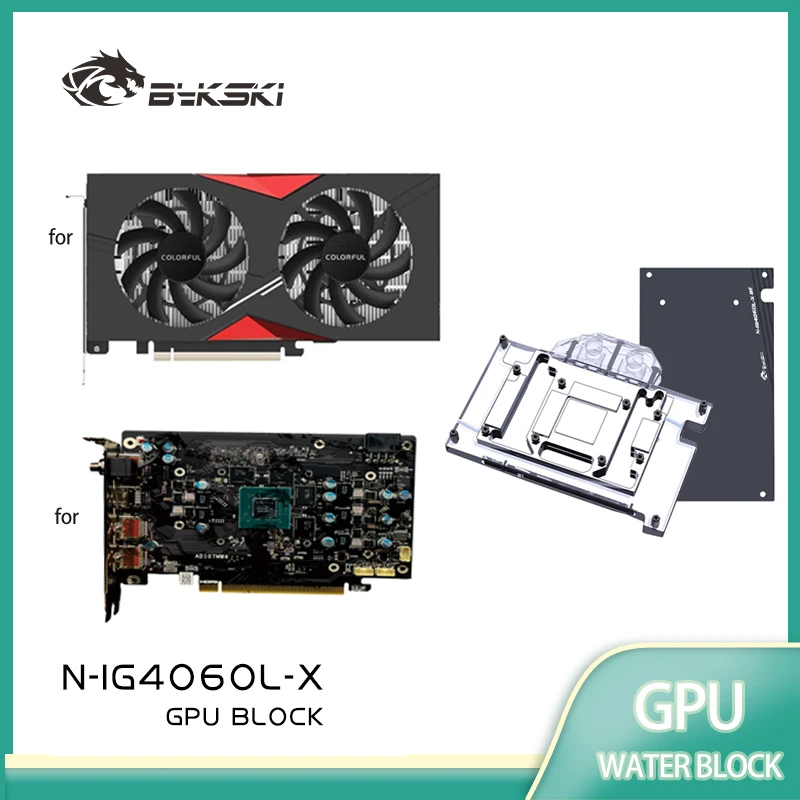 Bykski N-IG4060L-X GPU Water Block Use for Colorful RTX 4060 Meow / Ultra W OC 8GB Video Card Cooling /Full Cover/ Radiator